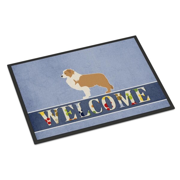 Carolines Treasures 24 x 36 in. Red Border Collie Welcome Indoor or Outdoor Mat BB5526JMAT - main